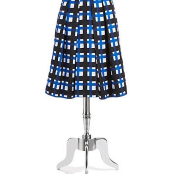 🧡 Preppy Pink Tartan Blue Plaid Pleated Skirt - Picture 5 of 5